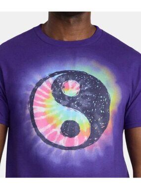 DOM Adult Tie Dye Ying Yang Shprt Sleeve Shirt-Purple-S-GUC